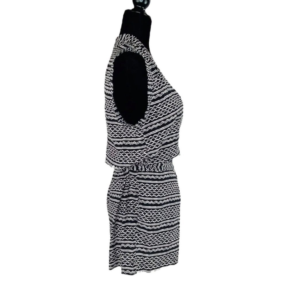 Madewell 100% Silk Kimono Romper in Tidalwave Size XS Black White Print - Picture 6 of 9